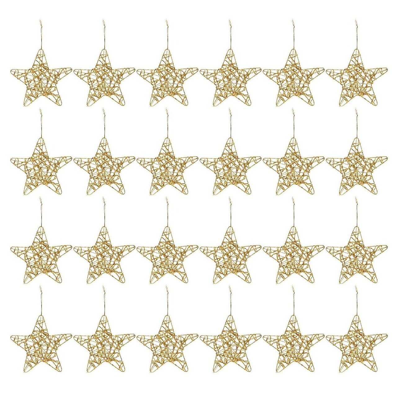 Juvale 24 Pack Bulk Christmas Star - Gold Ornaments, 6 Inches Gold Christmas Tree Decorations, Ideal for Hanging on Indoor and Outdoor Christmas Trees